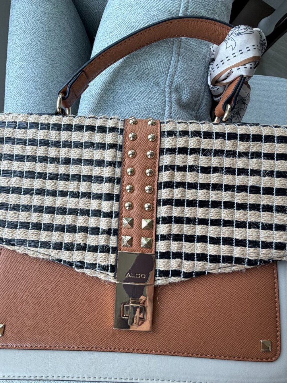 Aldo Cailla Top Handle Bag Tweed Check Satchel Handbag